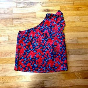 One shoulder flowery top